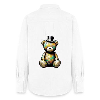 Teddybär Teddybär Zylinder - Frauen Oxford Hemd - Weiß - Hinten - AI Model Female 172 light (172cm)