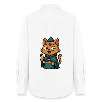 Purrscribe le chat prophète - Chemise Oxford Femme - blanc - Dos - AI Model Female 172 light (172cm)
