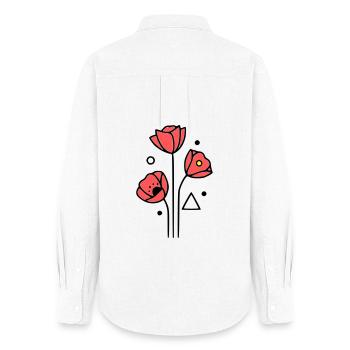 Poppy-Poppies-Minimalist-Line-Art-4 - Women's Oxford Shirt - white - Back - AI Model Female 172 light (172cm)