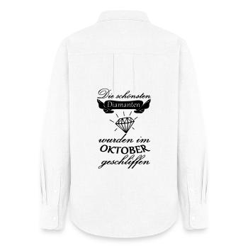 Oktober Diamanten Geburtstag Geschenk Spruch - Frauen Oxford Hemd - Weiß - Hinten - AI Model Female 172 light (172cm)