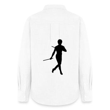 Bruce Lee Kung Fu Escrima Schattenfigur - Frauen Oxford Hemd - Weiß - Hinten - AI Model Female 172 light (172cm)
