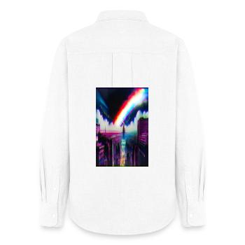 Futuristic Rainbow City Art - Women's Oxford Shirt - white - Back - AI Model Female 172 light (172cm)
