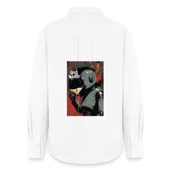 Illustration humoristique de robots rétro - Chemise Oxford Femme - blanc - Dos - AI Model Female 172 light (172cm)