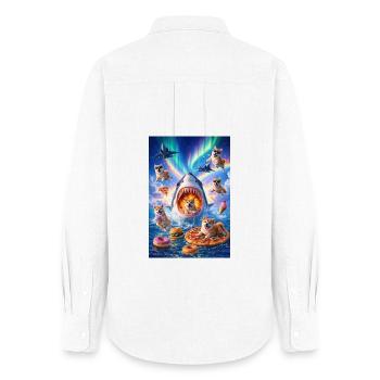 Shark with pizza & space dogs - Women's Oxford Shirt - white - Back - AI Model Female 172 light (172cm)