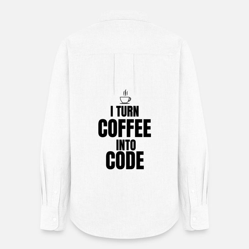I Turn Coffee Into Code - Women's Oxford Shirt - white