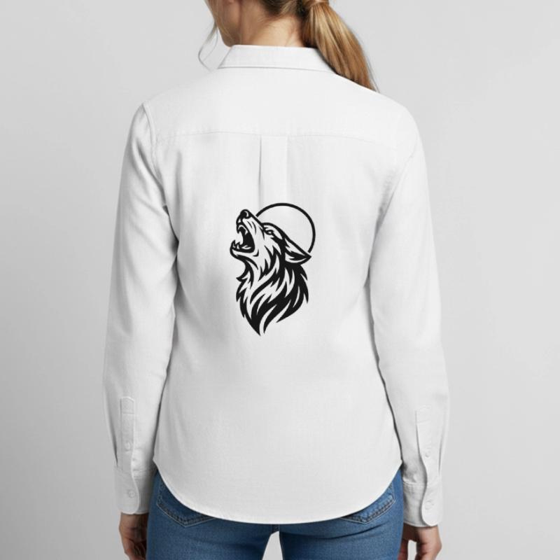 howling wolf Women's Oxford Shirt