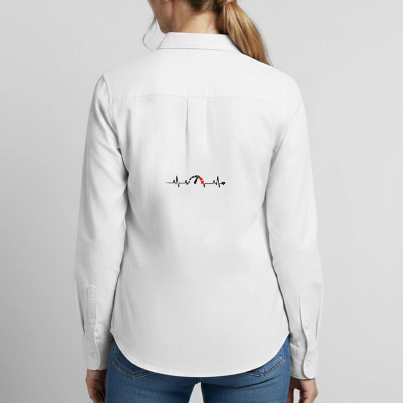 Red Segment Bow Logo Pattern Women's Oxford Shirt