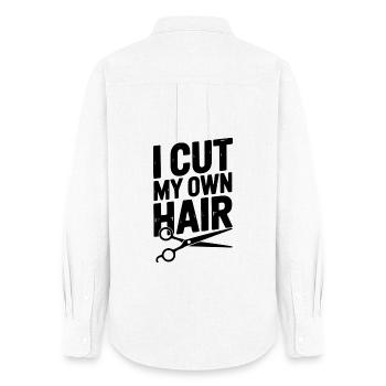 Je me coupe les cheveux moi-même - Chemise Oxford Femme - blanc - Dos - AI Model Female 172 light (172cm)
