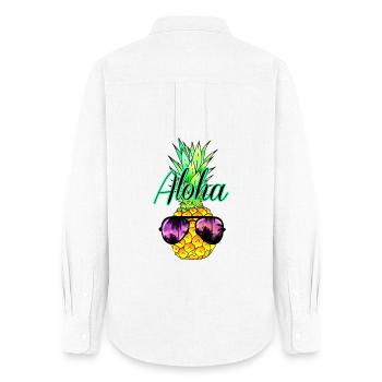 Ananas Aloha - Frauen Oxford Hemd - Weiß - Hinten - AI Model Female 172 light (172cm)