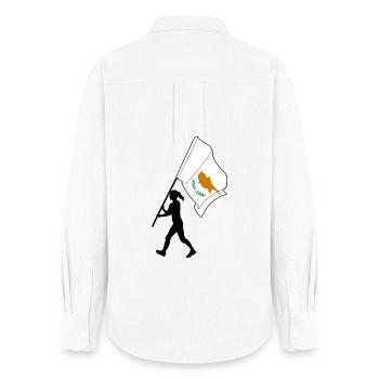 Drapeau Chypre Femme Marche - Chemise Oxford Femme - blanc - Dos - AI Model Female 172 light (172cm)