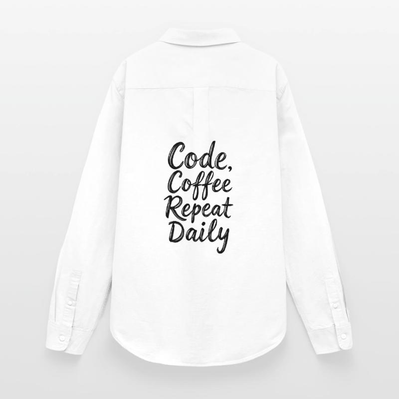 Code Sleep Debug Repeat Programmer Shirt Chemise Oxford Femme