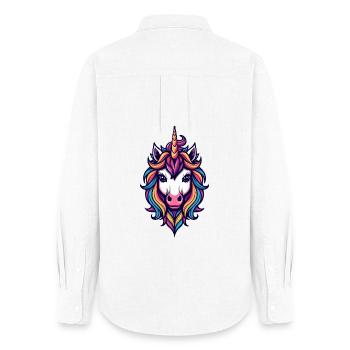 Rainbow Unicorn Head - Women's Oxford Shirt - white - Back - AI Model Female 172 light (172cm)