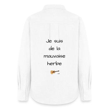 Georges Brassens la mauvaise herbe - Chemise Oxford Femme - blanc - Dos - AI Model Female 172 light (172cm)