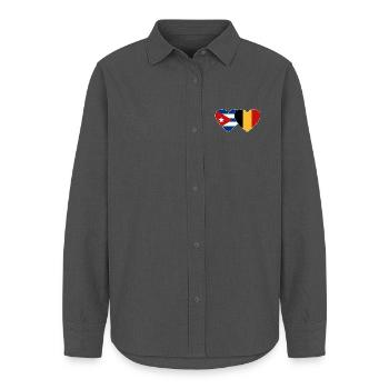 Cœur du drapeau de Cuba Belgique - Chemise Oxford Femme - charbon - Devant - AI Model Female 172 light (172cm)