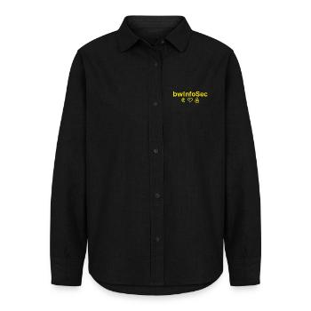 bwInfoSec - Education loves - yellow - Frauen Oxford Hemd - Schwarz - Vorne - AI Model Female 172 light (172cm)