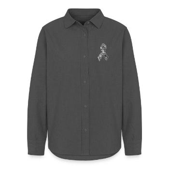 Zebra Print awareness Ribbon - Women's Oxford Shirt - anthracite - Front - AI Model Female 172 light (172cm)