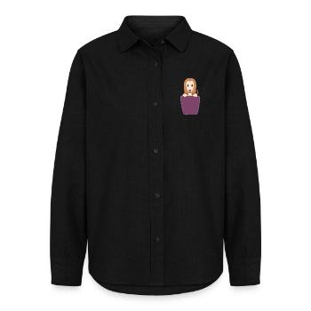 Windhund In Der Brusttasche - Frauen Oxford Hemd - Schwarz - Vorne - AI Model Female 172 light (172cm)