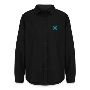 Geometrische blaue Schneeflocke - Frauen Oxford Hemd - Schwarz - Vorne - AI Model Female 172 light (172cm)