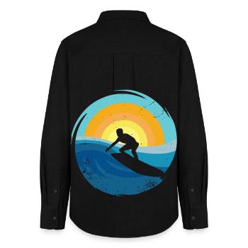 Surfer - Surfboard - Women's Oxford Shirt - black - Back - AI Model Female 172 light (172cm)