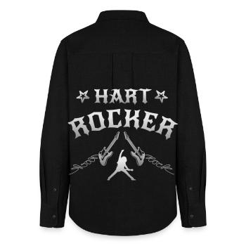 Hard rock music - Women's Oxford Shirt - black - Back - AI Model Female 172 light (172cm)