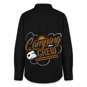 Camper Camping Crew Team - Frauen Oxford Hemd - Schwarz - Hinten - AI Model Female 172 light (172cm)