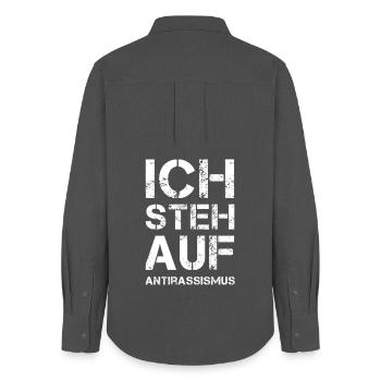 ICH STEH AUF Antirassismus - Frauen Oxford Hemd - Anthrazit - Hinten - AI Model Female 172 light (172cm)