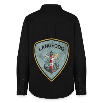 Langeoog Coat of Arms Lighthouse Design - Women's Oxford Shirt - black - Back - AI Model Female 172 light (172cm)
