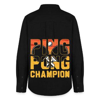 Ping Pong Champion Amoureux du Tennis de Table - Chemise Oxford Femme - noir - Dos - AI Model Female 172 light (172cm)