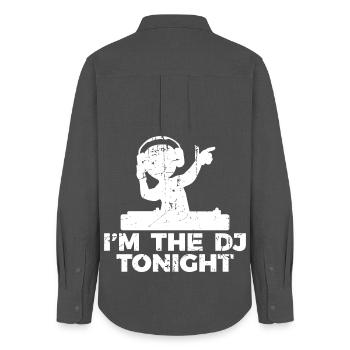 Blague de disc-jockey - Chemise Oxford Femme - charbon - Dos - AI Model Female 172 light (172cm)