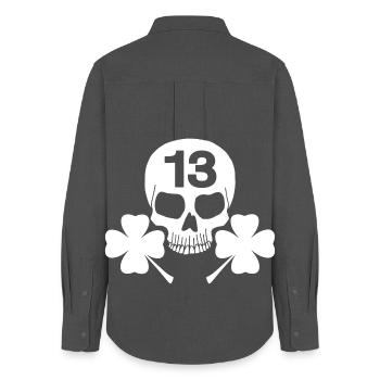 Lucky White Skull - Women's Oxford Shirt - anthracite - Back - AI Model Female 172 light (172cm)