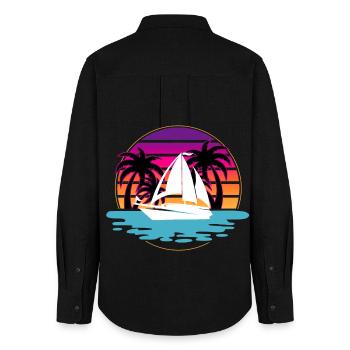 Sailing Sailor Sailboat - Women's Oxford Shirt - black - Back - AI Model Female 172 light (172cm)
