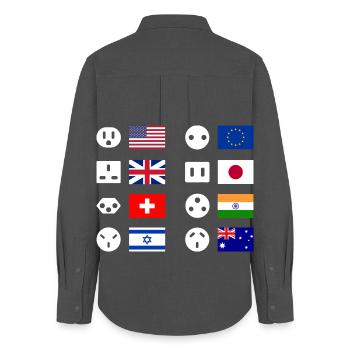 Plug Types Country Overview - Women's Oxford Shirt - anthracite - Back - AI Model Female 172 light (172cm)