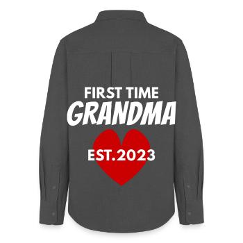 Grandma for the first time - Grandma 2023 - Women's Oxford Shirt - anthracite - Back - AI Model Female 172 light (172cm)