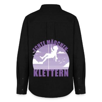 Klettern Mädchen Hobby Kletterin Berge Geschenk - Frauen Oxford Hemd - Schwarz - Hinten - AI Model Female 172 light (172cm)