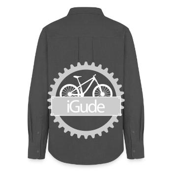 iGude Zahnrad MTB hell - Frauen Oxford Hemd - Anthrazit - Hinten - AI Model Female 172 light (172cm)