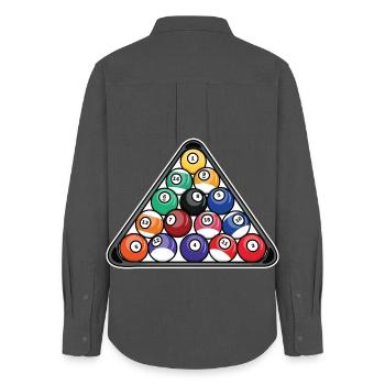 Billard Dreieck - Frauen Oxford Hemd - Anthrazit - Hinten - AI Model Female 172 light (172cm)