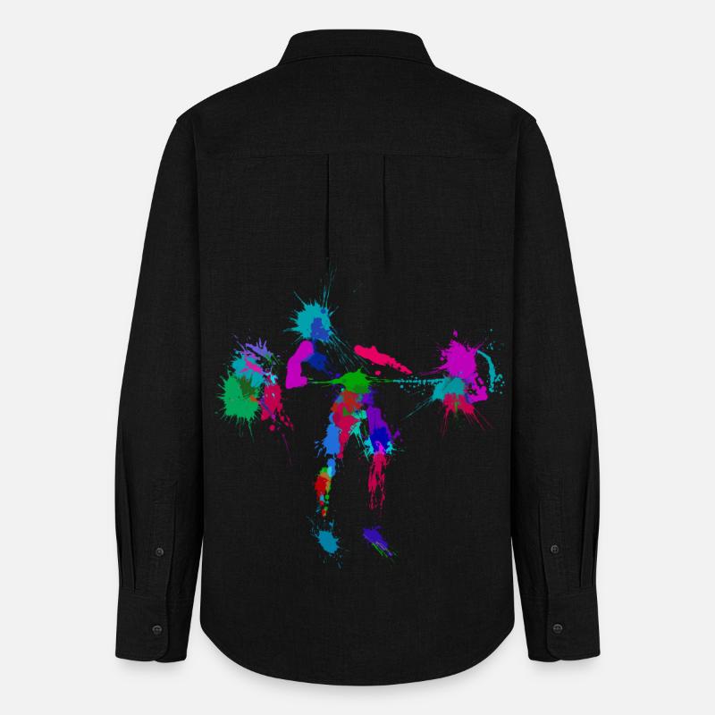 Weightlifter performing the snatch, splash effect - Women's Oxford Shirt - black