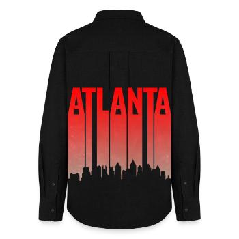 Atlanta Skyline Gradient - Frauen Oxford Hemd - Schwarz - Hinten - AI Model Female 172 light (172cm)