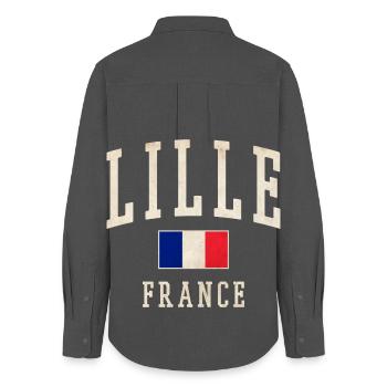 Lille Frankreich Vintage Logo - Frauen Oxford Hemd - Anthrazit - Hinten - AI Model Female 172 light (172cm)