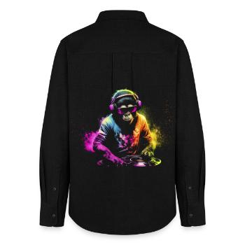 DJ monkey with headphones and sunglasses gift - Women's Oxford Shirt - black - Back - AI Model Female 172 light (172cm)