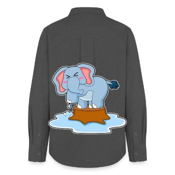 Elefant Wasser - Frauen Oxford Hemd - Anthrazit - Hinten - AI Model Female 172 light (172cm)