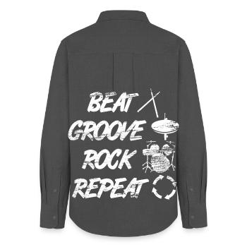 Beat Groove Rock Repeat - Women's Oxford Shirt - anthracite - Back - AI Model Female 172 light (172cm)