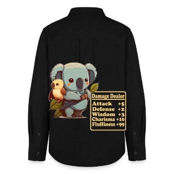 Schadenverursachender süsser Koala mit Vogel zeigt - Frauen Oxford Hemd - Schwarz - Hinten - AI Model Female 172 light (172cm)