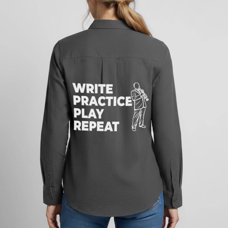 Writing, practicing, playing, repeating Women's Oxford Shirt