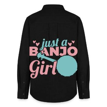 Lustiges Banjo Mädel - Frauen Oxford Hemd - Schwarz - Hinten - AI Model Female 172 light (172cm)