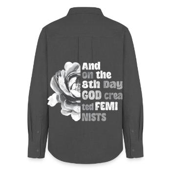 And on the 8th day God created Feminists - Frauen Oxford Hemd - Anthrazit - Hinten - AI Model Female 172 light (172cm)