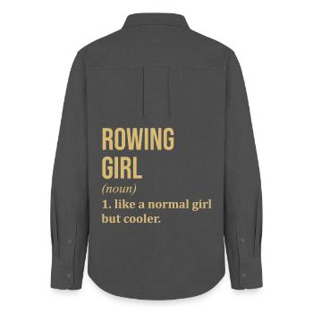 Rowing Girl Funny Quote - Women's Oxford Shirt - anthracite - Back - AI Model Female 172 light (172cm)
