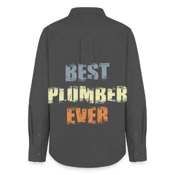 Best Plumber - Women's Oxford Shirt - anthracite - Back - AI Model Female 172 light (172cm)