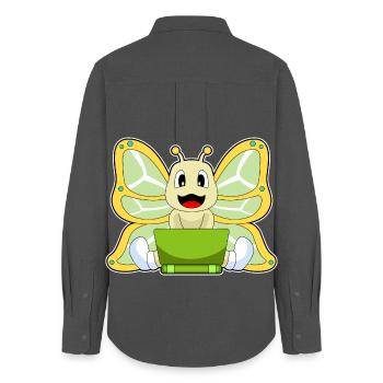 Ordinateur portable Butterfly - Chemise Oxford Femme - charbon - Dos - AI Model Female 172 light (172cm)
