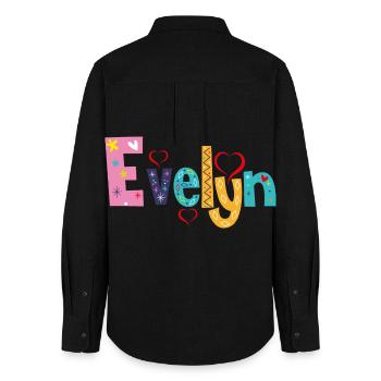 Personalized Evelyn Name - Women's Oxford Shirt - black - Back - AI Model Female 172 light (172cm)